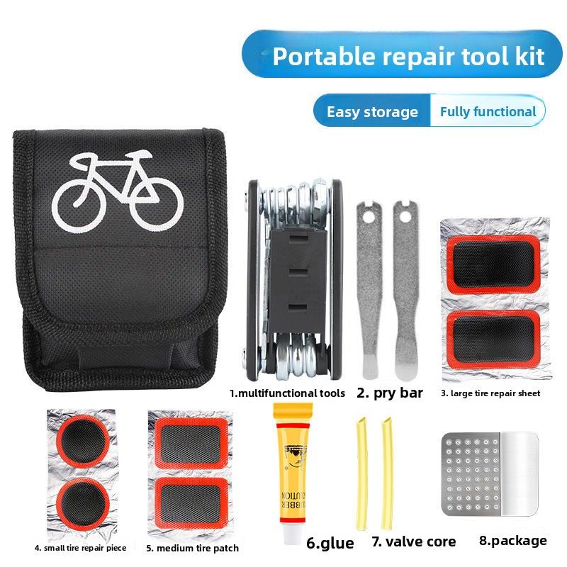 Bicycle Set Tire Repair Mountain Bike Special Tool Pump Multi-Function Wrench Portable_desvips.com