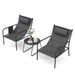 Tangkula 3 Piece Outdoor Bistro Set With Metal Chairs And Coffee Table, Featuring Breathable Seat Fabric And Cozy Headrest, Metal Conversation Set For_desvips.com