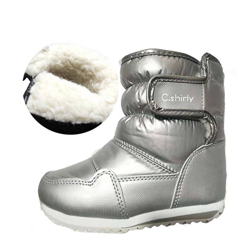 Cozy Winter Kids Snow Boots With Faux Fur Lining, Non-Slip Sole & Magic Strap - Warm PU Leather Mid-Calf Boots For Girls_desvips.com