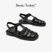 Sandals Beautoday Women Quality Genuine Sheepskin Leather Low Heel New Round Toe Shoes Ladies Gladiator For Summer_desvips.com