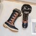 Ski Boots Large Size High Top Leggings, Flat Soled Thick Fur Warm Snow Boots_desvips.com