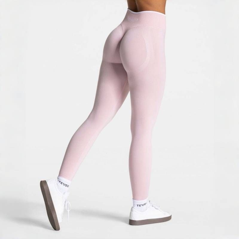 TEVEO Women's Bare Feel Running Fitness Set Quick Drying Sports Top And High Waisted Hip Lifting Yoga Pants Tight Fitting_desvips.com