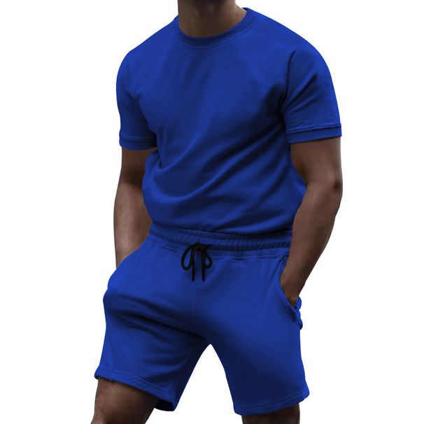 Men's Clothing short sleeve sports casual patchwork round neck fitness suit men's t-shirt_desvips.com