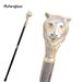 Yellow Resin Leopard Head Walking Cane Fashion Cane Decorative Cane Halloween For Cosplay Parties, For Cosplay & Party 92cm_desvips.com