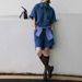 Summer Casual Outfit For Women 2025, Super Stylish Blue Polo Collar Short-sleeve Drawstring Shorts Sports Set_desvips.com
