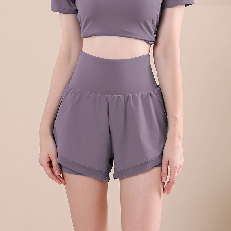 RenMou Summer New High-Waisted Slimming Quick-Dry Two-Piece Anti-Exposure Sports Shorts Fashionable Casual Loose Yoga_desvips.com