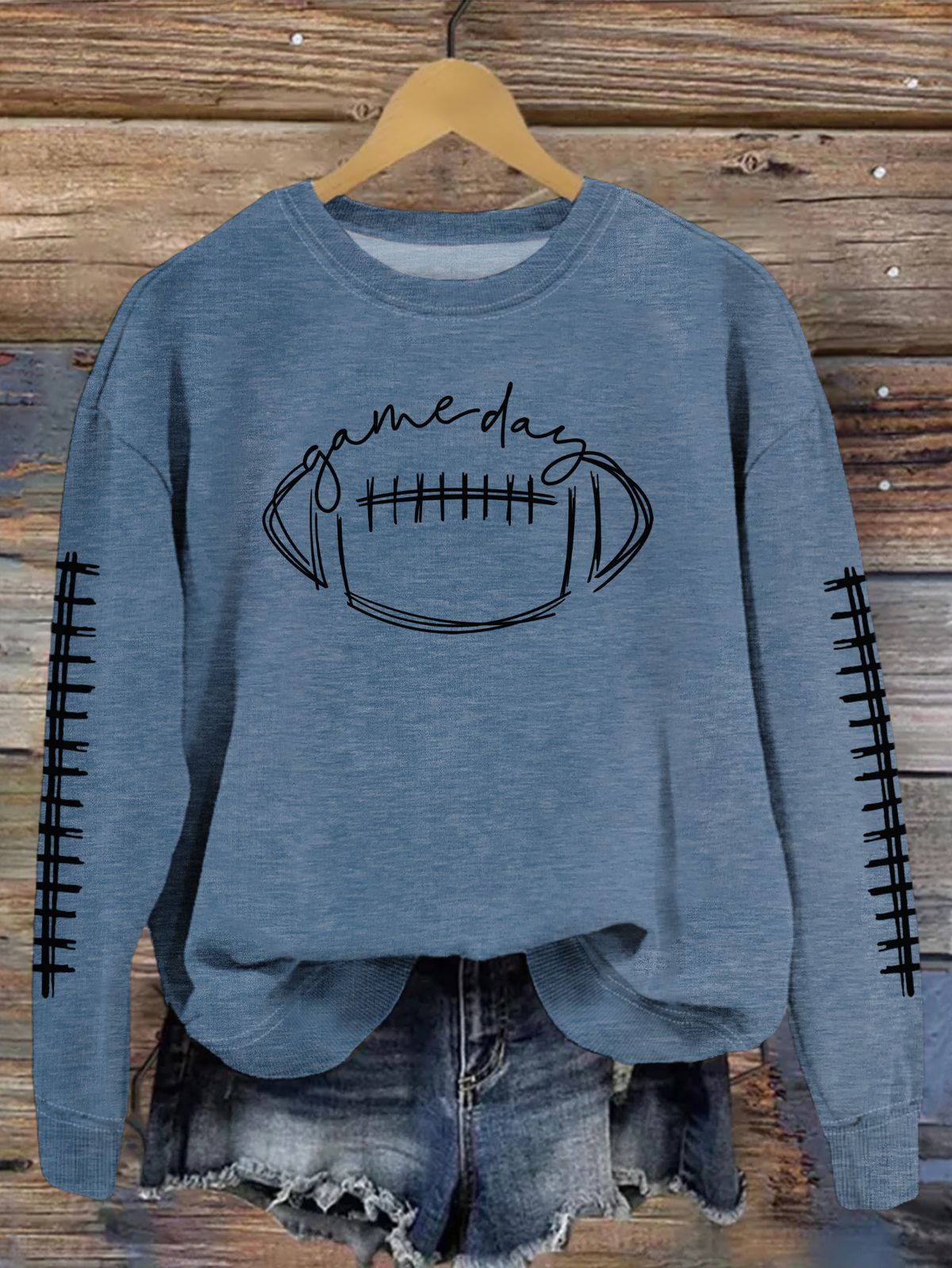 Women's Clothing new autumn game day print fashion sweater spot trend long sleeve_desvips.com