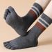 Pairs Terry Toe Man Cotton Striped Thick Soft Elastic Sweat-Absorbing Keep Warm Party Dress Long 5 Finger Happy Socks_desvips.com
