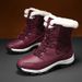 Women's Winter Snow Boots With Faux Fur Lining, Waterproof PU Upper & Non-Slip Rubber Sole – Warm Mid-Calf Boots For Outdoor Skiing & Daily Wear_desvips.com