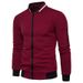 Season New Men's Zipper Sweatshirt Casual Loose Sports Cardigan Long Sleeve Solid Color Baseball Jacket_desvips.com