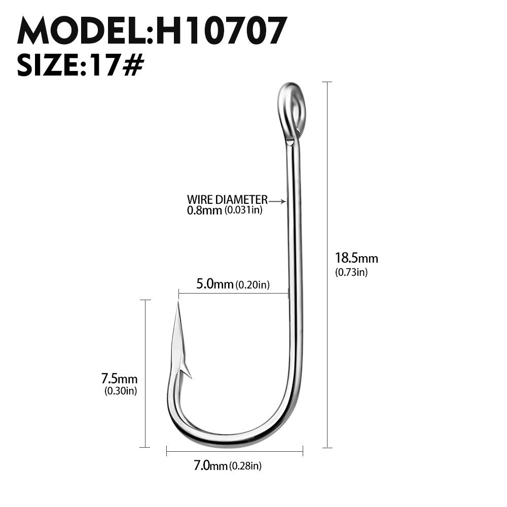 Single Barbed Rock Sea Fishing High Carbon Steel Long Handle Lure Fish Hook With Hole And Loop 100 Pieces/Pack_desvips.com