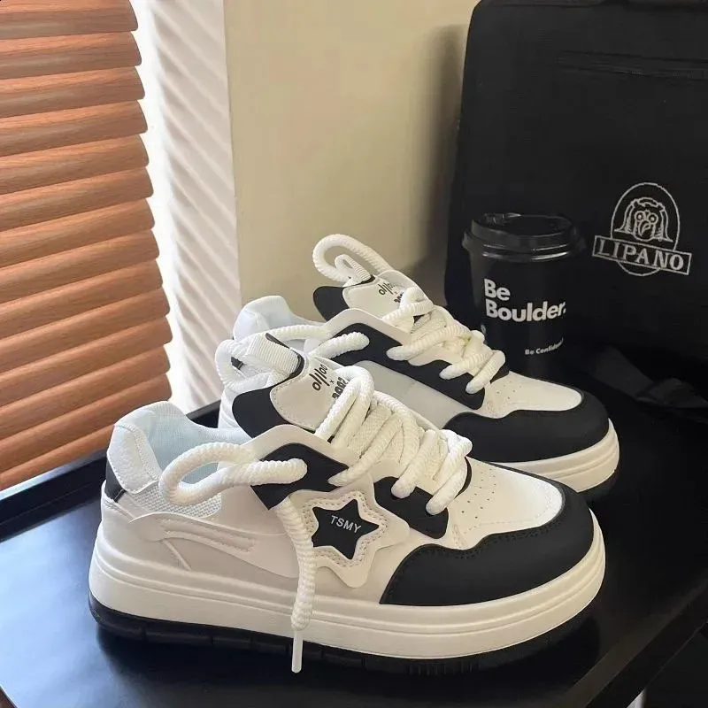 Womens Platform With Fashionable Lace On Skateboard Flat Outdoor Comfortable Running Tennis Jogging Sports Shoes 250226_desvips.com