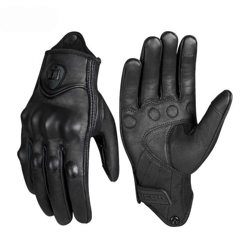 Motorcycle Cycling Gloves In Autumn And Winter Warm Waterproof Genuine Leather Thickened Leather Gloves_desvips.com