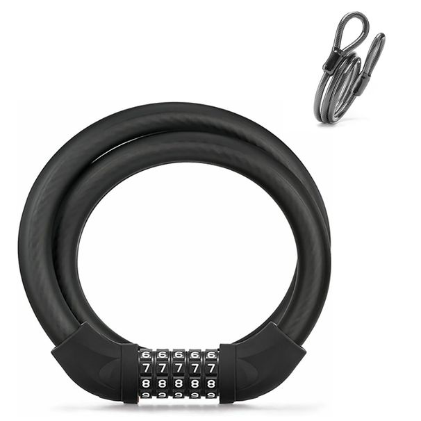 ROCKBROS bike lock combination lock+high-performance security cable steel MTB_desvips.com