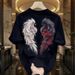 180g Combed Cotton Heavyweight Pure Cotton Angel And Devil Wings Print Men's Short-Sleeve T-Shirt_desvips.com
