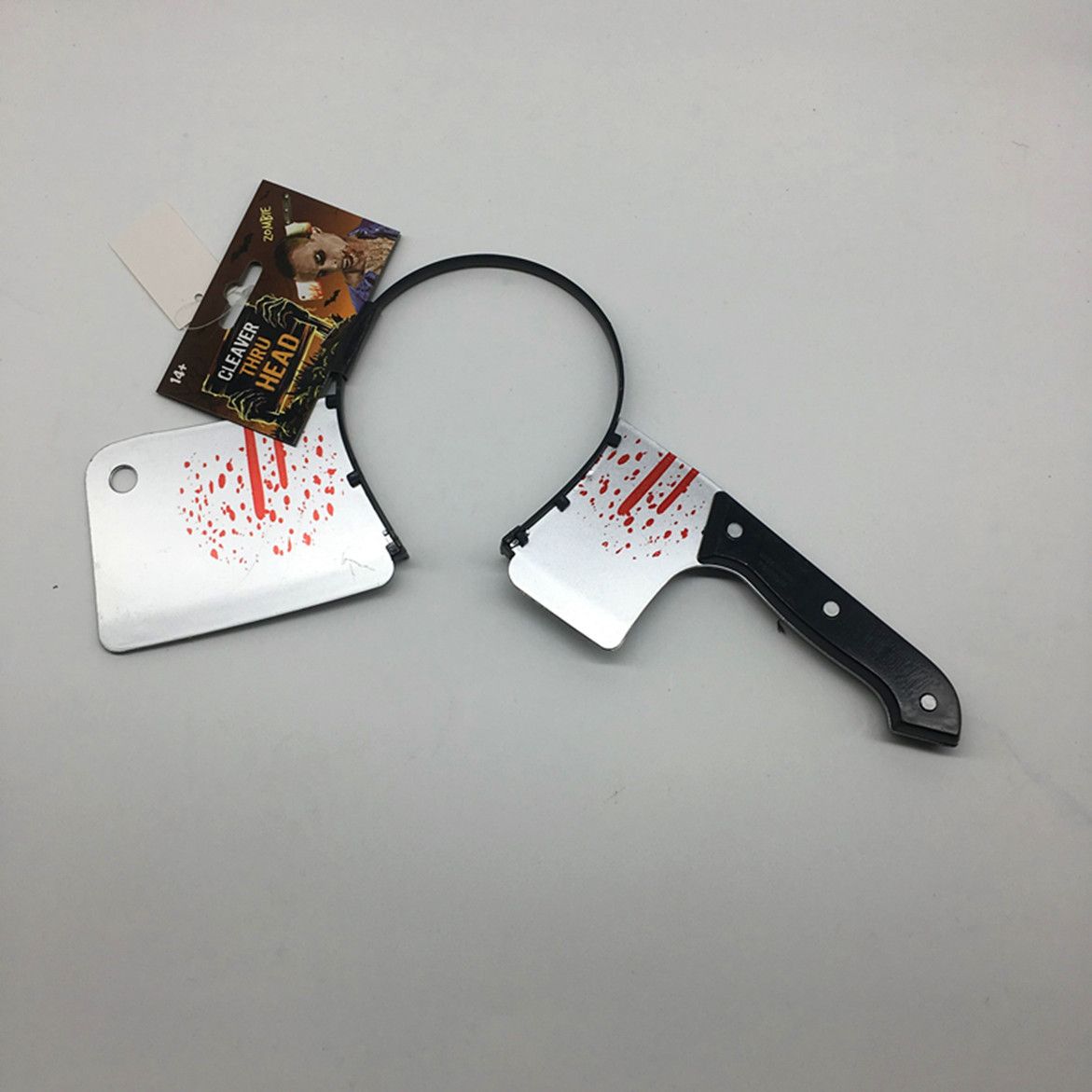 Halloween Props Piercing The Head Blood Kitchen Knife Horror Party Zombies Cosplay Prank Saw Headband Simulation Axe_desvips.com