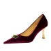 Shoes BIGTREE Woman Pumps Classic Basic Metal Decoration Pointed Toe Quality Ck 7Cm Thin New High Heels Mature Lady_desvips.com