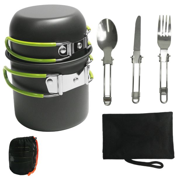 Supplies Hot Selling Outdoor Pot Set 1-2 Person Portable Camping Cookware With Utensils DS-101_desvips.com