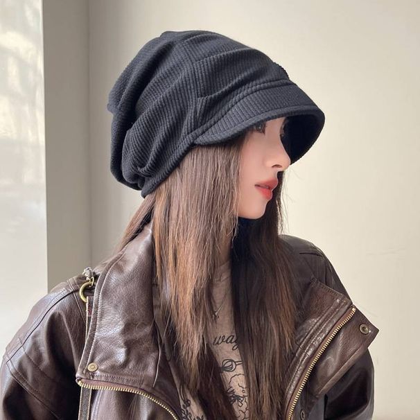Autumn And Winter Fashion Letters Big Head Circumference Versatile Korean Style Baotou Hat_desvips.com