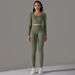 Seamless Knitted Solid Color Dot High Elastic Tight Breathable Yoga Suit Running And Fitness Two Piece Set_desvips.com