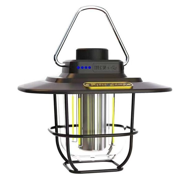 New Outdoor Multifunctional Rechargeable Camping Portable Warm Light Atmosphere Lamp Retro Lantern_desvips.com