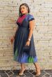 Women's Clothing spring and summer hot style printed short sleeved top half length pleated dress_desvips.com