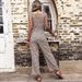 Printed fashion pants with straight tube leopard print jumpsuit_desvips.com