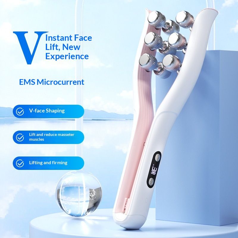 PeakGo New EMS Microcurrent Roller Face Slimming Device Home V-Face Beauty Firming Lifting Facial Massager_desvips.com