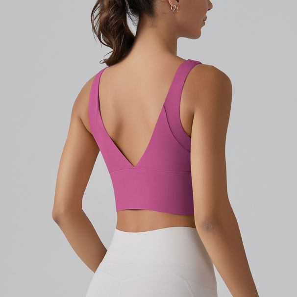 V-shaped Beautiful Back Cloud Feeling Integrated Cup Sports Underwear Tight High Elastic Running Fitness Yoga Clothes Bra_desvips.com