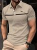Summer Men's Slim-fit Printed Lapel Short-sleeved Shirt With LOGOPolo_desvips.com