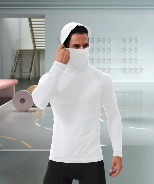 Outdoor Sports High Elasticity Quick Dry Cycling Training Tight High Tie Hat Long Sleeve Sweatshirt_desvips.com