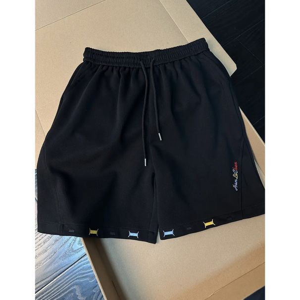 American-style Diagonal Cut Embroidered For Men, Summer Outdoor Wear, Elastic Waist, Basketball, Fitness, Running Pants,_desvips.com