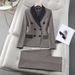 Women's Clothing houndstooth small suit jacket Women's Mid-length slim temperament suit jacket professional suit_desvips.com