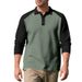 American-style Men's Polo Shirt For Autumn And Winter In Foreign Trade, Color-blocked Casual Golf Lapel Long-sleeved T-shirt As The Base Layer_desvips.com