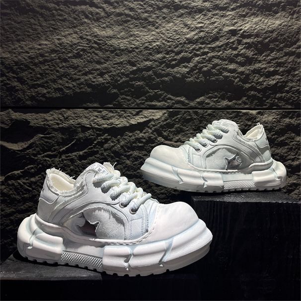 2027 Fashion Sneakers Men Low Top Lace-Up Sponge Cake Base Height Increase Non-Slip Wear-Resistant Running Shoes_desvips.com