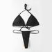 Women's Sexy Small Chest Gathered Halter Three-Point Fashion Letter Drawstring Bikini Vacation Swimsuit_desvips.com