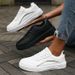 2025 Women's Black Sneakers Stylish Low Top Design Comfortable Lace Up Fit Versatile Casual Shoe Trendy Fashion Footwear_desvips.com