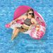 Leaf Print Inflatable Pool Seat - Thickened PVC U-Shaped Floating Lounger With Backrest & Cup Holder Single Person Water Hammock_desvips.com