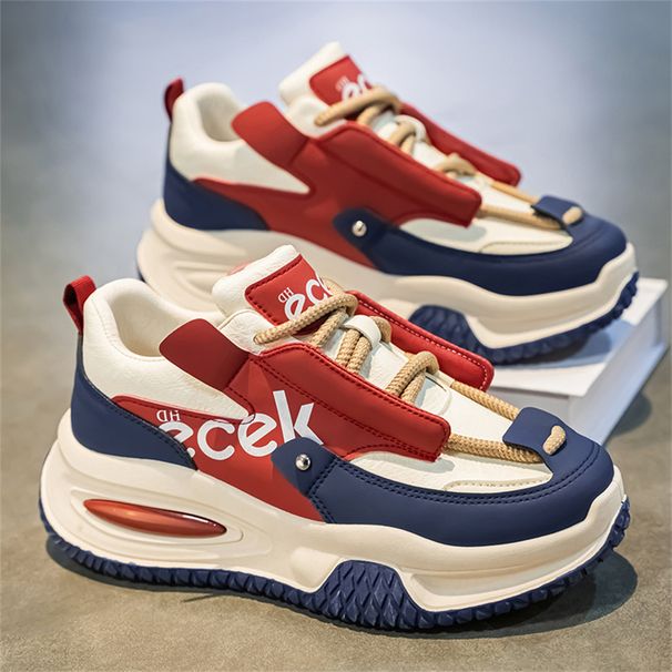 2026 Fashion Sneakers Jogging Shoes Youth Men Artificial PU Splicing Low Top Lace-Up Thick Sole Non-Slip Wear-Resistant Running Shoes 39-48_desvips.com