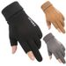Two-Finger Exposed Delivery Takeout Men Women, Winter Fleece-Lined Warm Gloves For Riding Bikes, Electric Scooters,_desvips.com