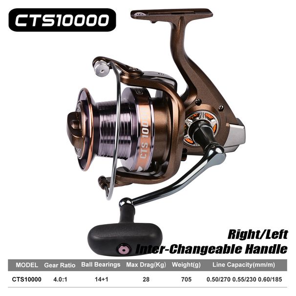 PRO BEROS Lure New CTS Full Metal Spinning 14+1 Left And Right Hand Interchangeable Long Casting Fishing Reel_desvips.com