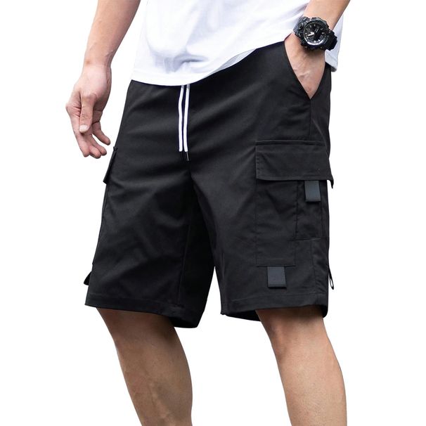 2025 Cargo European And American Cross-Border Loose Straight Men's Summer Multi-Pocket Drawstring Stylish Five-Point_desvips.com