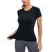 Women's Workout Tops Yoga Short Sleeve Solid Spandex/Nylon Seamless Gym Shirts_desvips.com