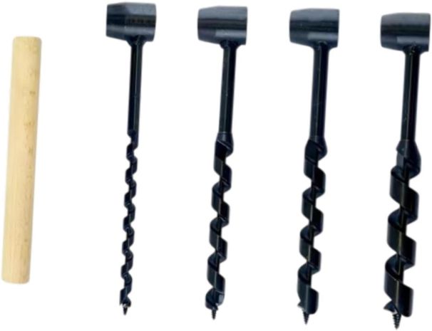 Auger Drill With Wooden Handle Portable Professional Survival Tool Gear For Backpacking Woodworking Bushcraft Camping_desvips.com