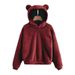 Women's Clothing autumn and winter new fluffy rabbit ears hooded warm sweater sweater_desvips.com