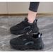 New Women's Dad Versatile Leather Surface White Sneakers Lightweight Shock-Absorbing Soft Sole Student Running Shoes_desvips.com