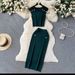 Women's Clothing sleeveless tops all match high waist skirt temperament lady style two piece suit_desvips.com