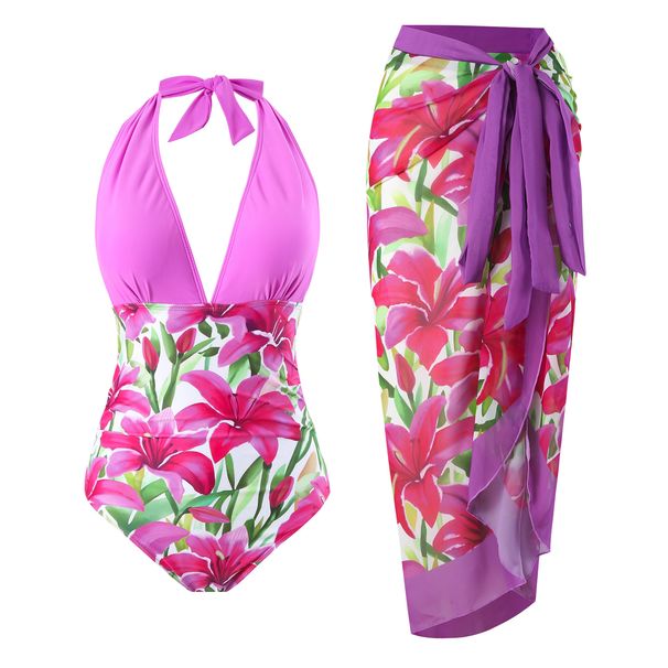 One-piece Swimsuit For Women Fashion Sexy Slimming Chiffon Dress Swimsuit Set_desvips.com