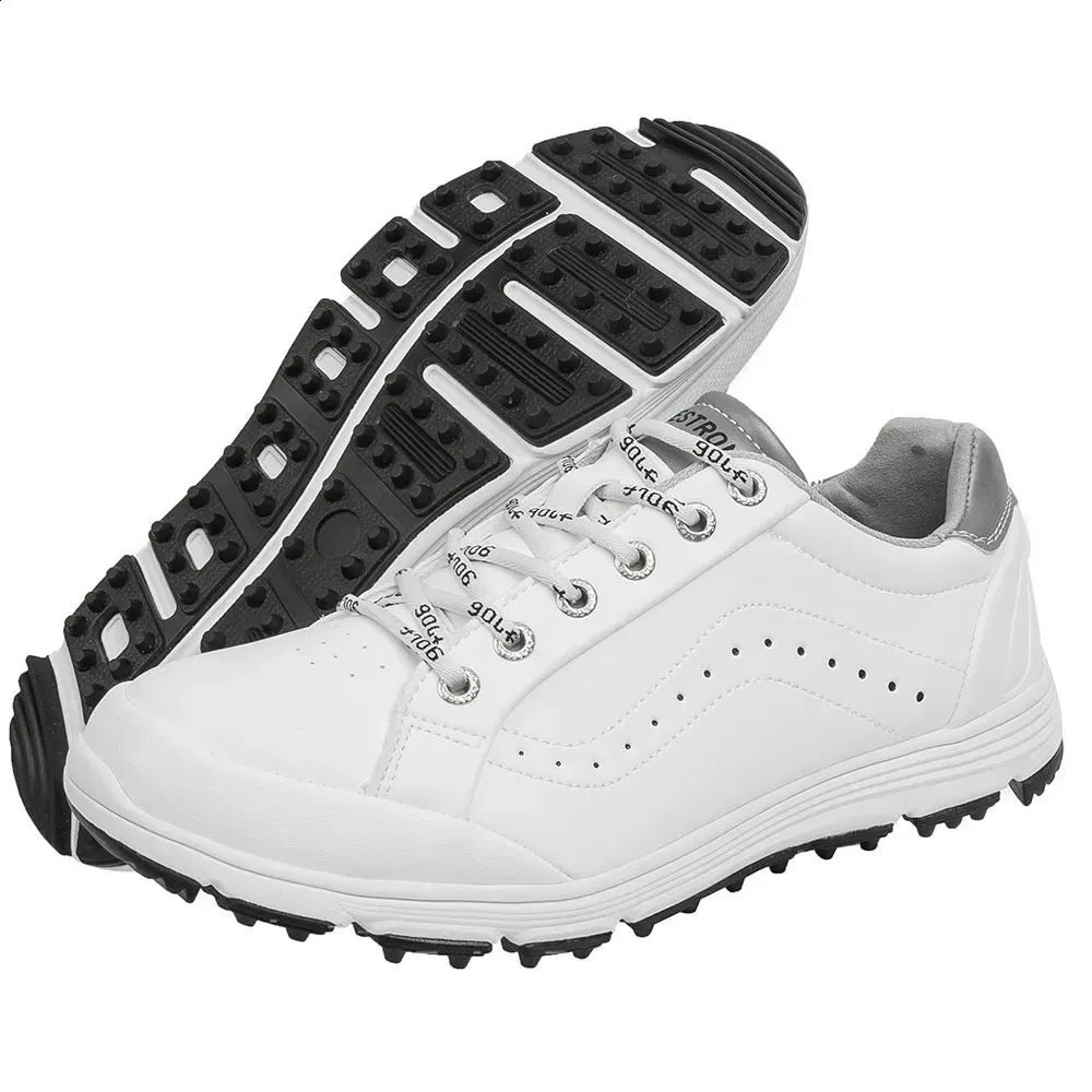 Men's Professional Golf Shoes - Waterproof, Spikes. Black And White Trainers In Big Sizes._desvips.com