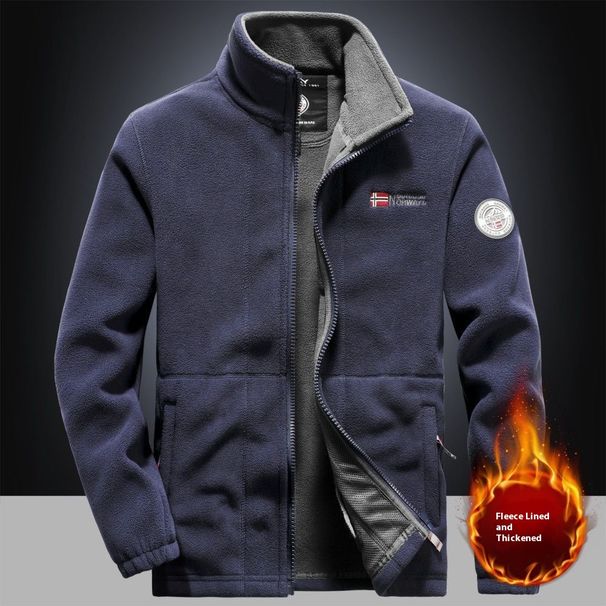 Men's Heavyweight Fleece Jacket - Windproof Winter Coat With Relaxed Fit, Available In Plus Sizes (Black, Navy, Charcoal, Khaki, Red)_desvips.com